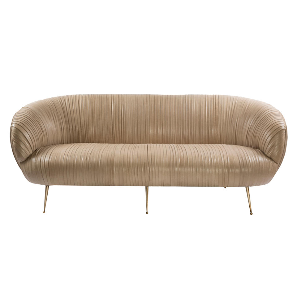 Ecru Souffle Settee Ruched Leather