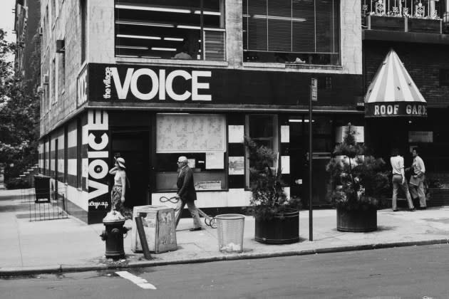 The Village Voice offices next to the Cedar Tavern, New York, New York, circa 1975.  - Credit: Edmund Vincent Gillon/Museum of the City of New York/Getty Images