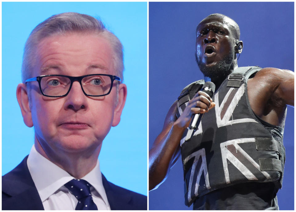 Michael Gove and Stormzy (PA)