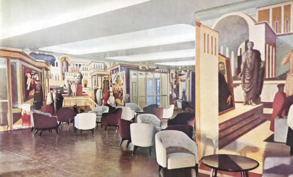 The first-class lounge of the transatlantic liner Andrea Doria.