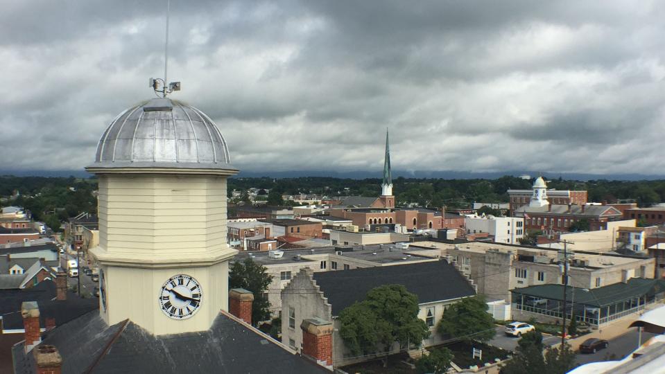 A view looking northwest from the top of Chambersburg Borough Hall.