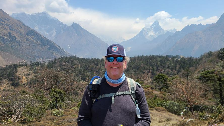 Dave Miller during his 10-day trek to Mount Everest Base Camp in April.