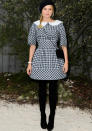 Diane Kruger opted for the monochrome trend in this cute collared dress to sit FROW at Chanel SS13 ©Rex