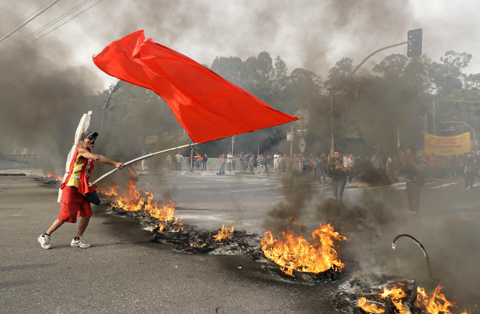 Protests in Sao Paulo, Brazil