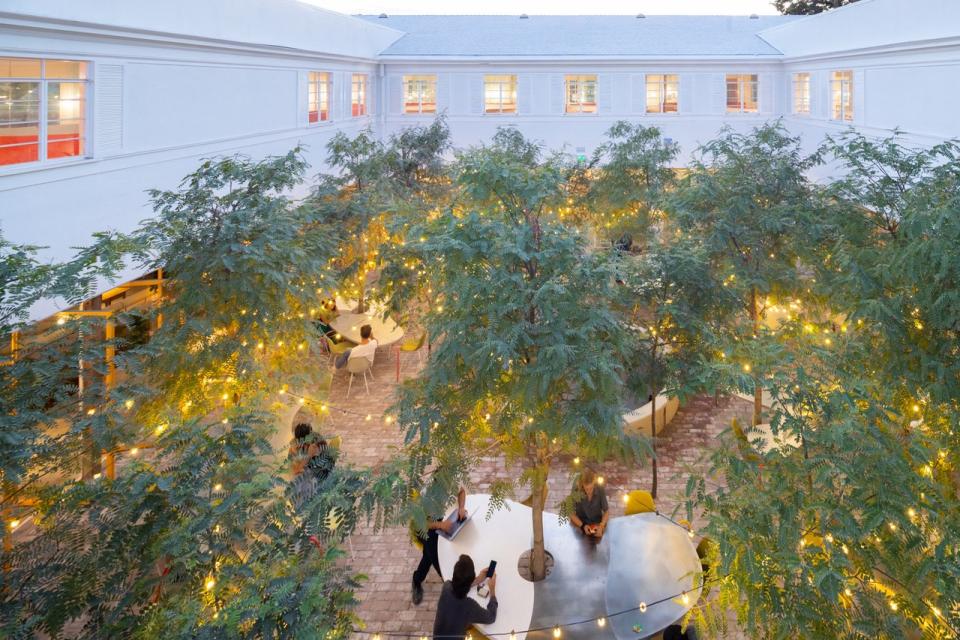 Outdoor courtyard area at Selgacanso's Second Home Hollywood co-working campus.