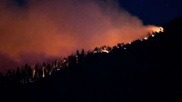 PHOTO: TThe Washburn Fire burns in Yosemite National Park, California, July 12, 2022. (Nic Coury/AFP via Getty Images)