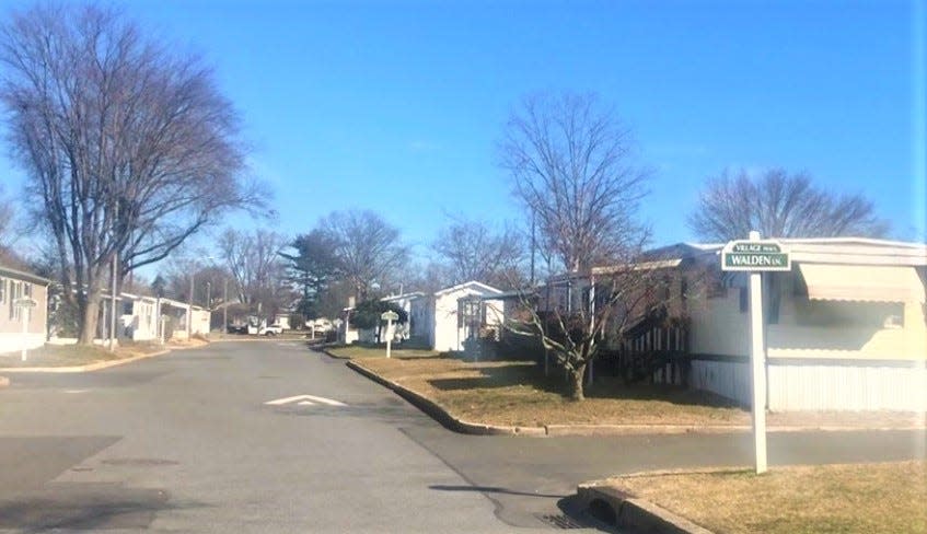 A section of Friendly Village mobile home park off Whitehall Road near South Black Horse Pike in Monroe Township. The 600-unit park is owned by The Temple Companies. PHOTO: Feb. 14, 2024.
