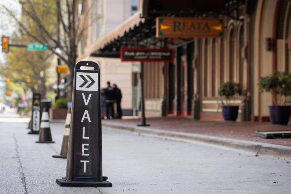 Valet parking is set up in front of Reata Restaurant Wednesday, March 30, 2022, in downtown Fort Worth.