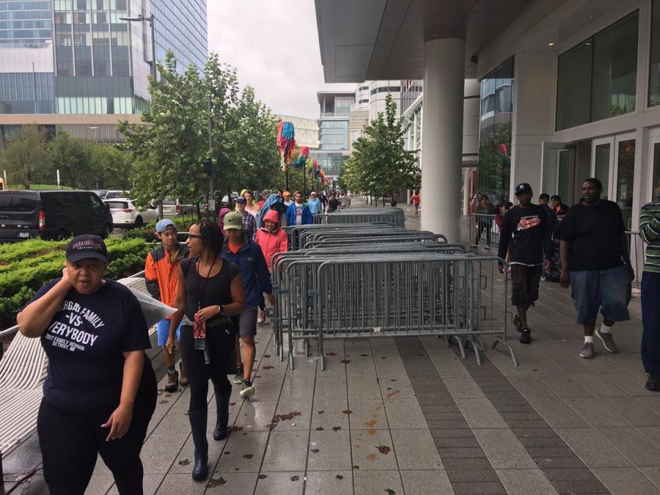 The George R. Brown Convention Center in downtown Houston is being used as a temporary shelter for thousands of displaced residents. (Photo: Andy Campbell/HuffPost)
