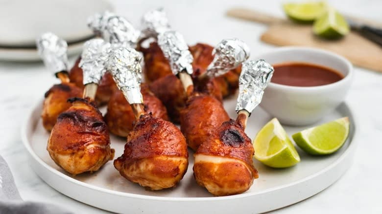 chicken lollipops with BBQ sauce