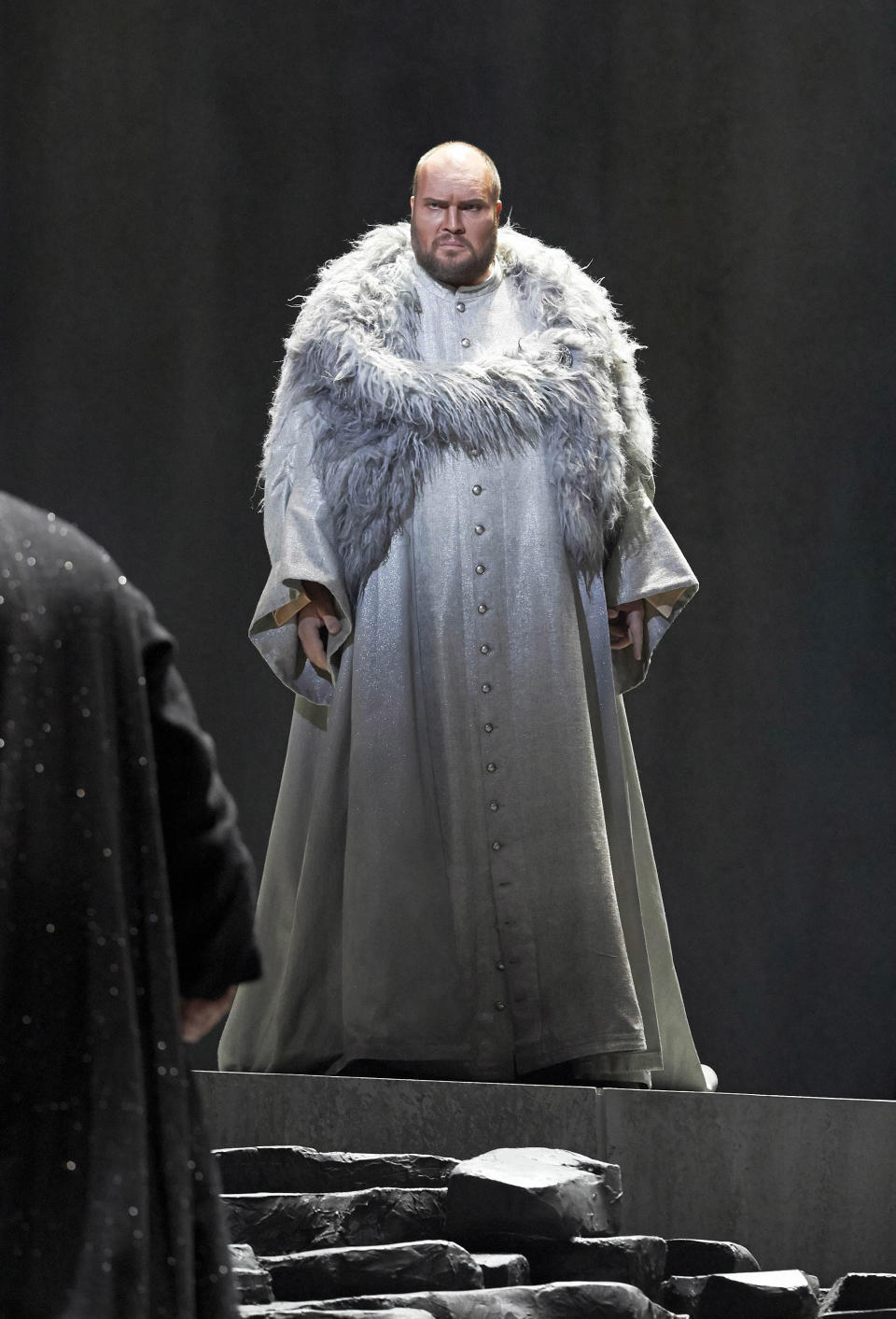 In this picture provided by the Vienna State Opera Stephen Milling in the role of King Marke performs during a dress rehearsal for Richard Wagner's opera "Tristan and Isolde" at the state opera in Vienna, Austria, Monday, June 3, 2013. Premiere was on Thursday, June 13, 2013. (AP Photo/Wiener Staatsoper, Michael Poehn)