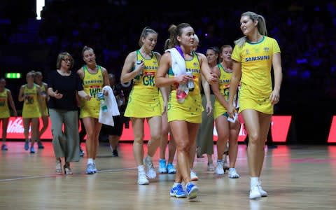 Australia's team during the Netball World Cup match at the M&S Bank Arena, Liverpool - Credit: PA