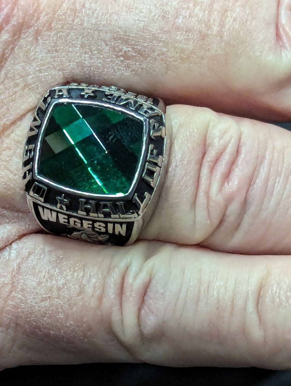 Jim Wegesin was presented this ring for his induction into the Ohio High School Wrestling Coaches Association Hall of Fame.