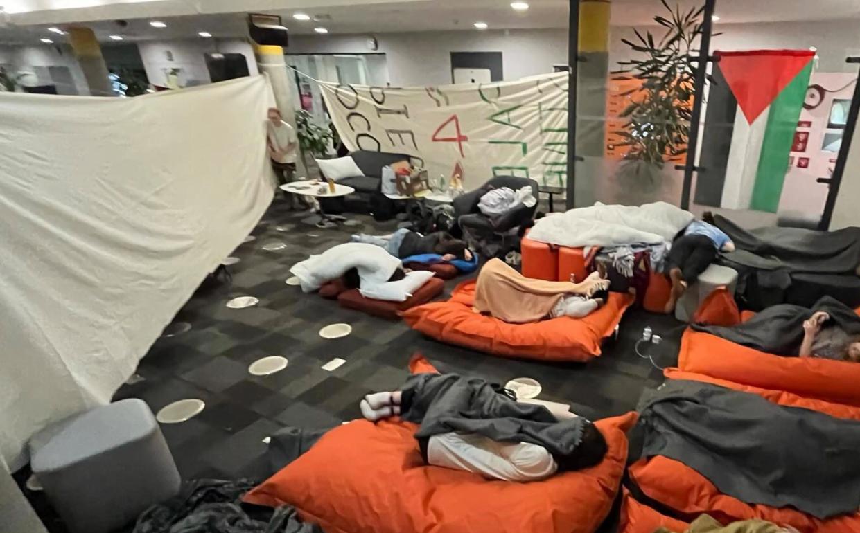 The protesters have set up camp in the Goldsmiths library