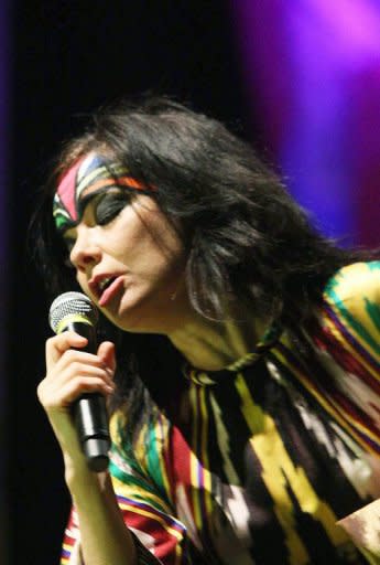 Icelandic singer Bjork performs at a concert in Shanghai