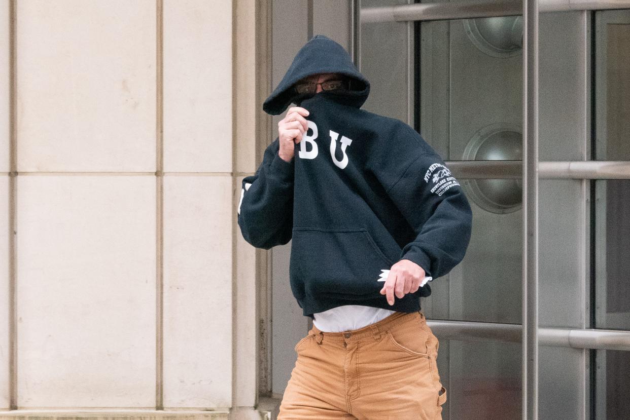 Phillip Grillo leaves the federal court building in Brooklyn, New York on Tuesday, February 23. 