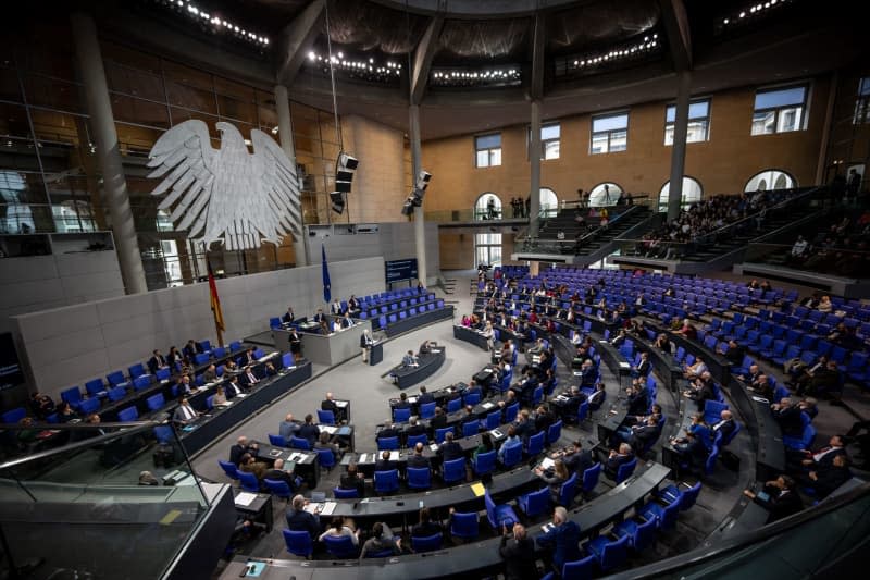 Marie-Agnes Strack-Zimmermann speaks in the debate on ten years of the Russian war in Ukraine in the Bundestag. Michael Kappeler/dpa