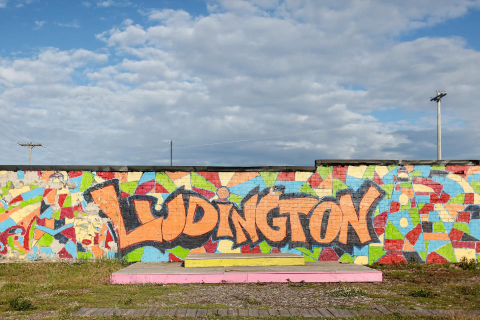 One of the many murals that decorate the buildings in downtown Ludington, Michigan, June 23, 2017.