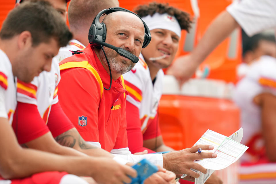 Kansas City Chiefs quarterbacks coach Matt Nagy is part of a staff that is in Super Bowl LVII. (Photo by Robin Alam/Icon Sportswire via Getty Images)