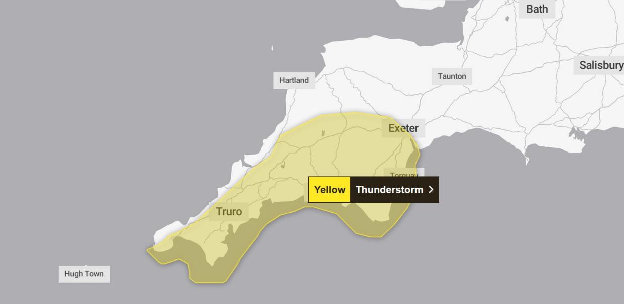 The Met Office's yellow weather warning. (Met Office)