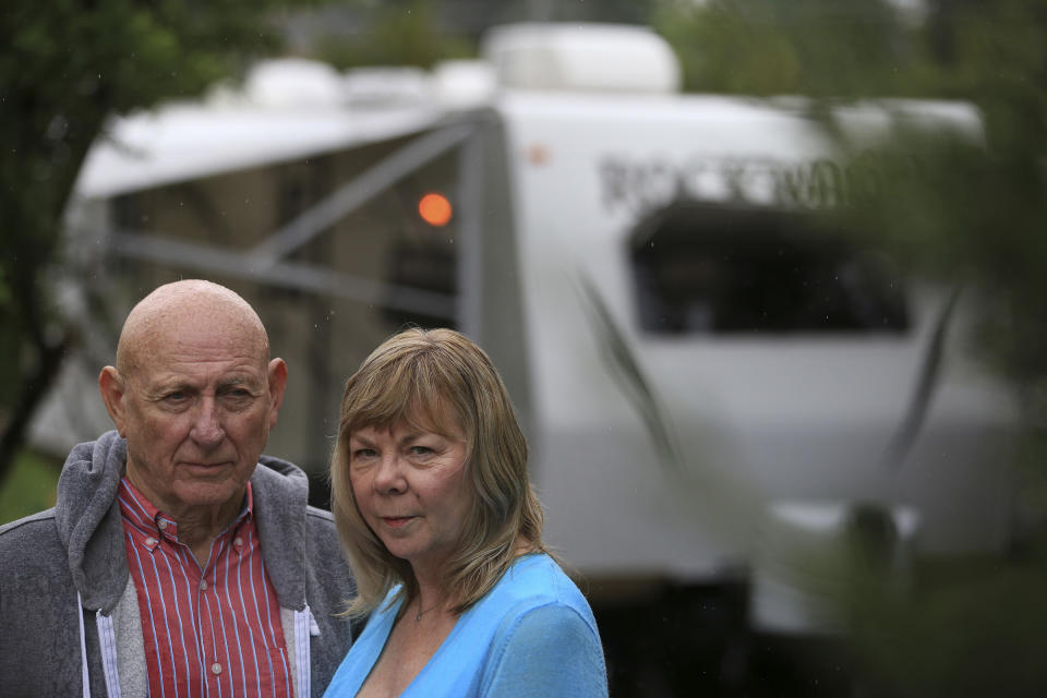 Lonnie, left, and Sandy Phillips drove to Colorado to spend the summer at the courthouse where James Holmes stood trial. He was accused of fatally shooting Phillips's daughter, Jessica Ghawi, and 11 others in Aurora, Colorado in 2015. | Matthew Staver—The New York Times/Redux