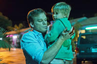 Michael C. Hall as Dexter Morgan and Jadon Wells as Harrison in the "Dexter" Season 8 premiere, "A Beautiful Day."