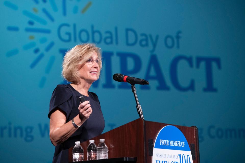 Wendy Steele, the founder of Impact 100, visits Pensacola and participates in the organization's annual Global Day of Impact celebration.  The event was live-streamed to more than 60 Impact 100 chapters around the globe from the WSRE studios in Pensacola. 