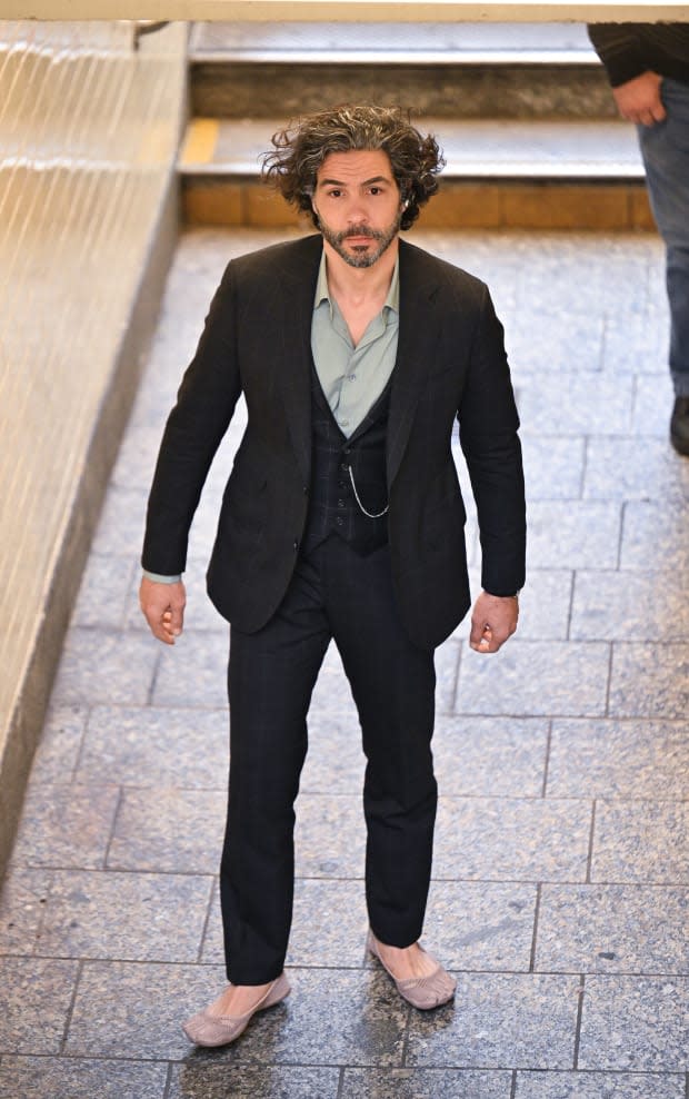 Tahar Rahim filming the "Madame Web" movie in New York City in October 2022<p>James Devaney/GC Images</p>