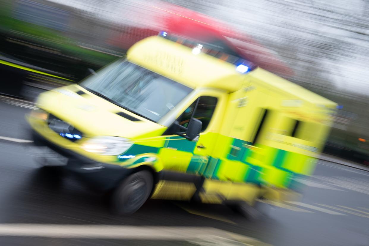 <p>An ambulance responding to a call out during the third lockdown</p> (PA)