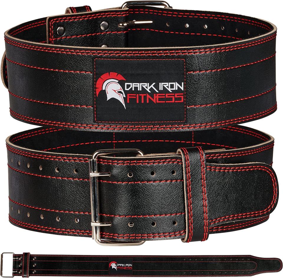 Dark iron fitness weightlifting belt, travel workout equipment