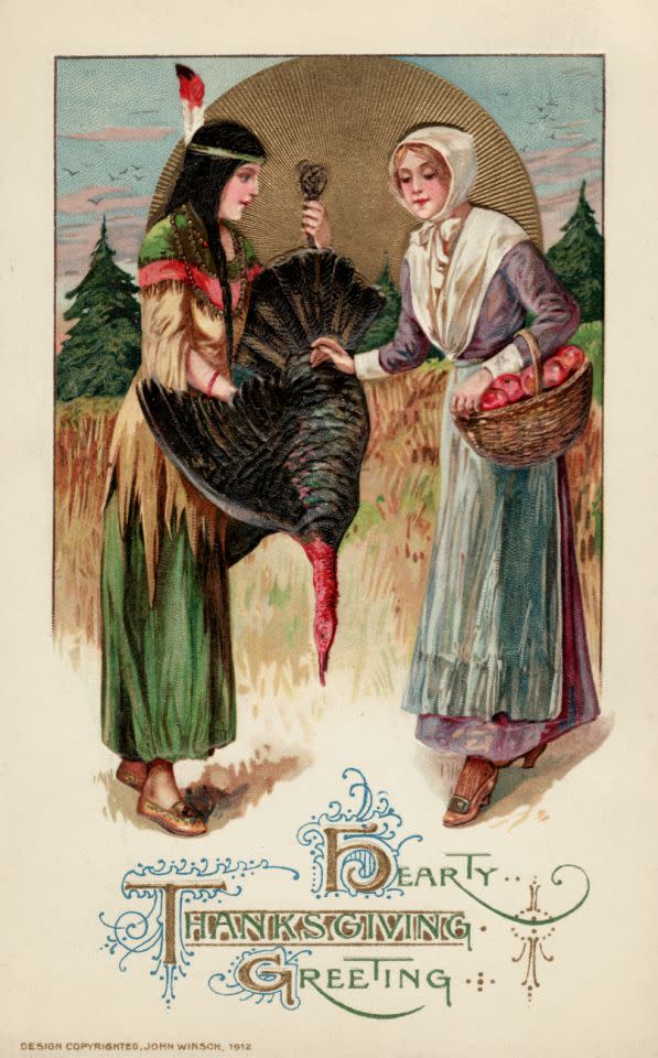 Vintage illustrations as Thanksgiving greetings