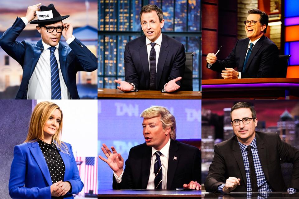 Seth Meyers, John Oliver, the *Daily Show*’s producers, and more tell *Vanity Fair* how President Trump changed the game—and where late night might go from here.