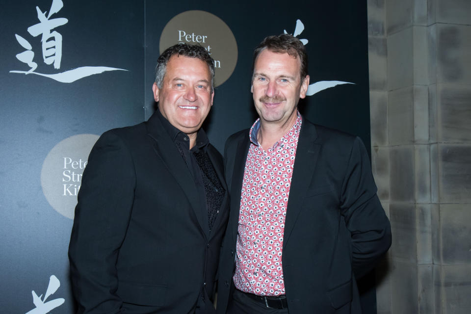 Paul Burrell and husband Graham Cooper attends the launch of Peter Street Kitchen on October 11, 2018 in Manchester, England. (Photo by Carla Speight/Getty Images)