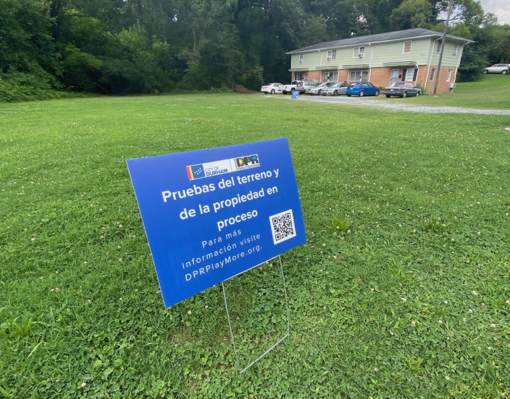Soil testing for lead in five Durham parks was conducted last summer. This site is at East Durham Park, 2500 E. Main St., and it's just feet from an apartment building.
