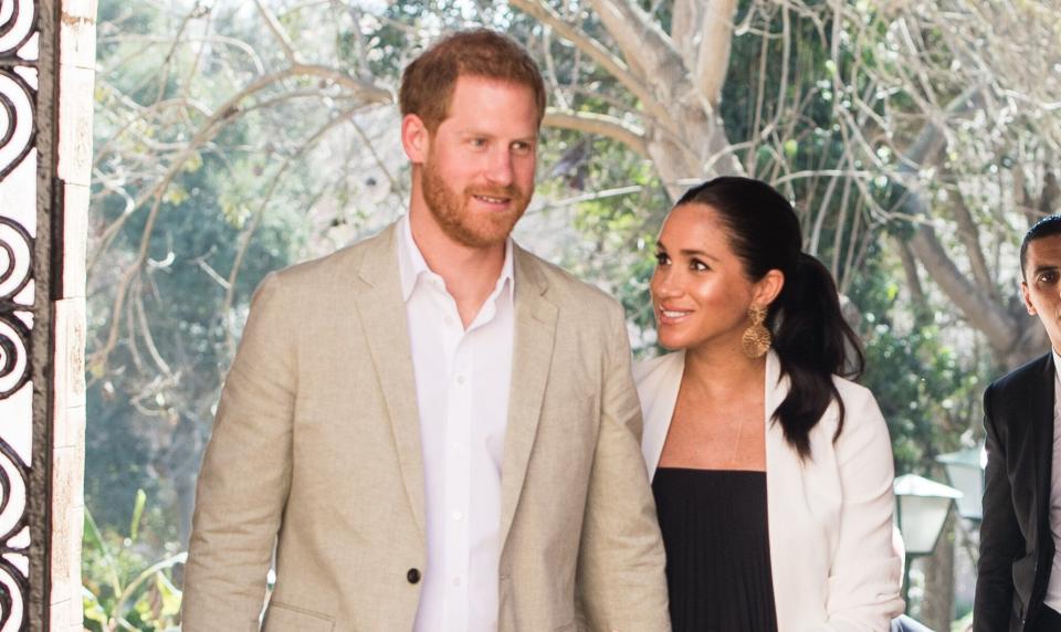 The Duke and Duchess of Sussex visit the Andalusian Gardens to hear about youth empowerment in Morocco on Feb. 25, 2019 in Rabat, Morocco. (Photo: Samir Hussein via Getty Images)