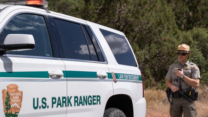 <span class="article__caption">National Park Service law-enforcement ranger in Zion Canyon</span> (Photo: NPS/Jonathan Shafer)