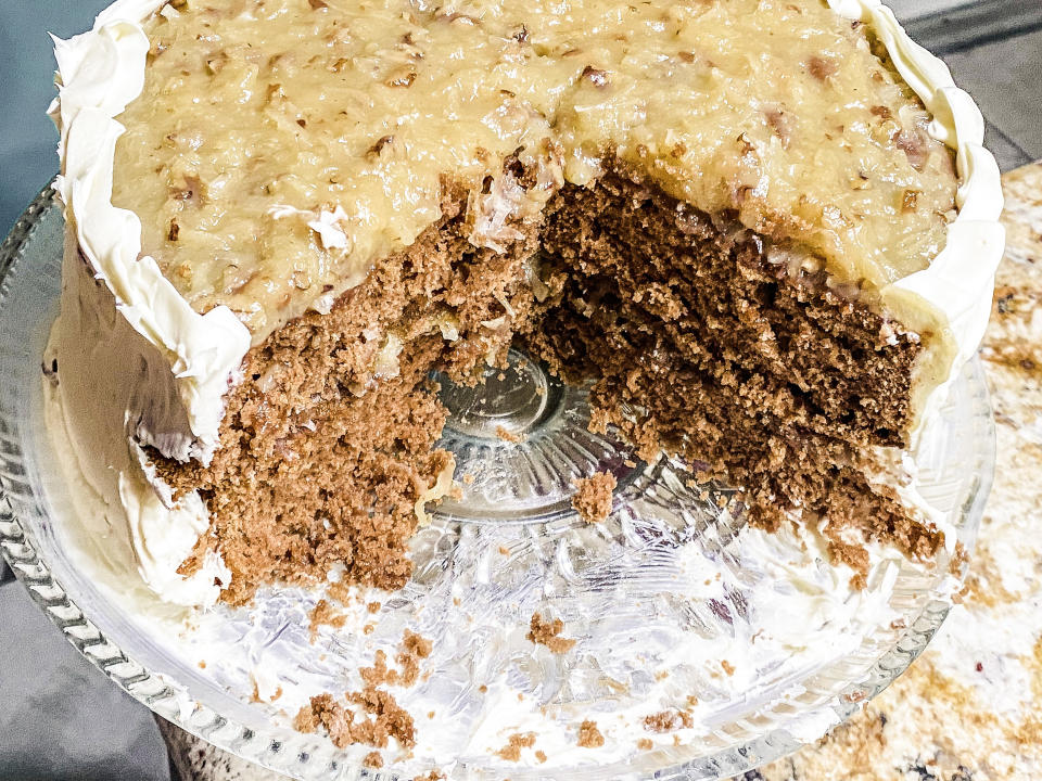 Our German chocolate cake after being sliced. (Terri Peters/TODAY)