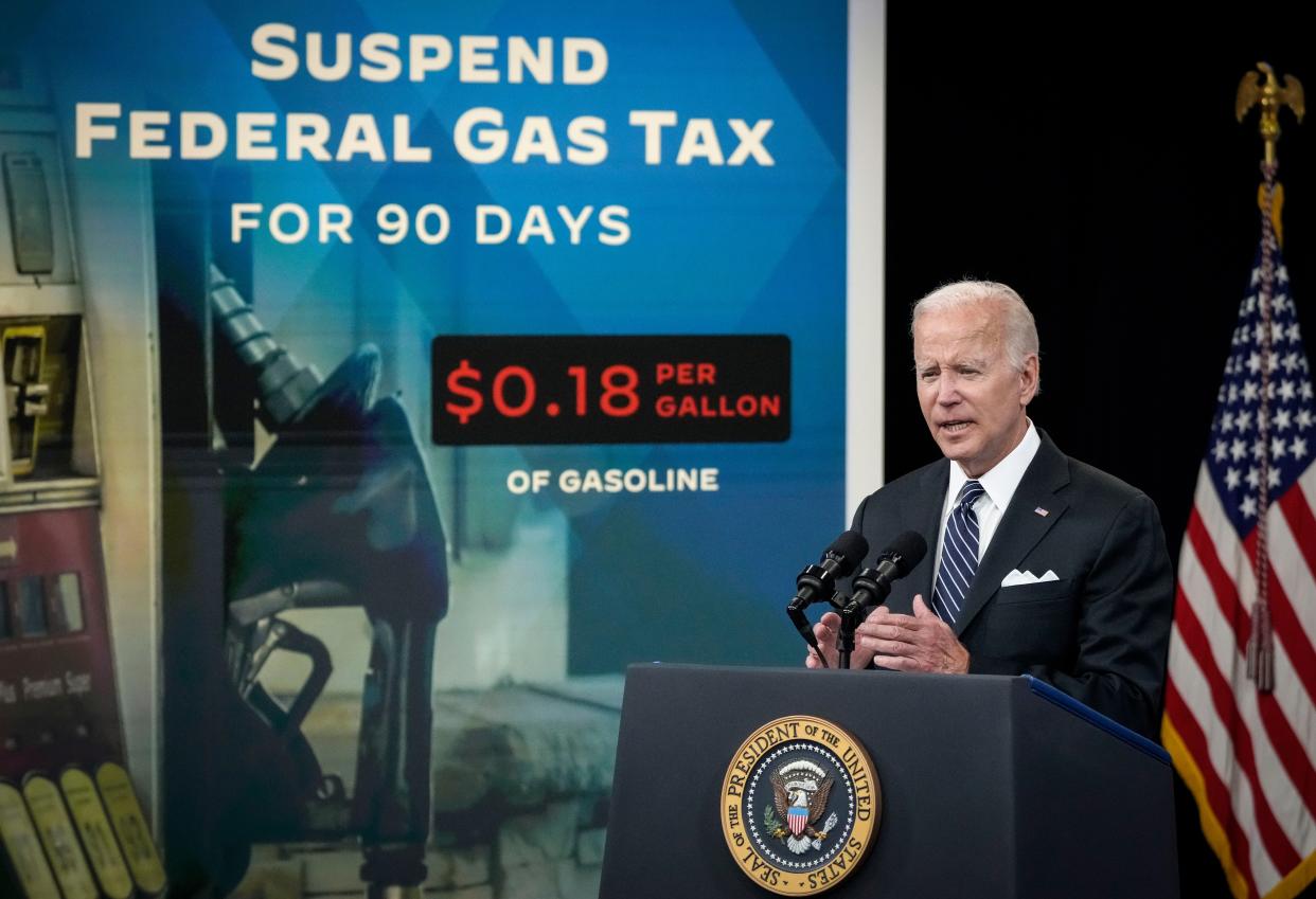 President Joe Biden speaks about gas prices in the South Court Auditorium at the White House campus on June 22, 2022 in Washington, DC.