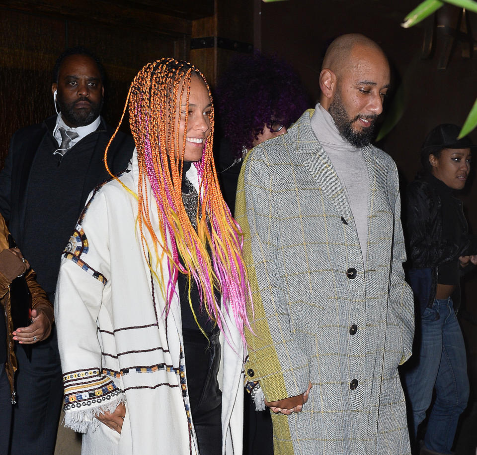 Alicia Keys and Swizz Beatz&nbsp;at the "SNL" Season 43 after-party at Tao in New York City.&nbsp; (Photo: Splash News)