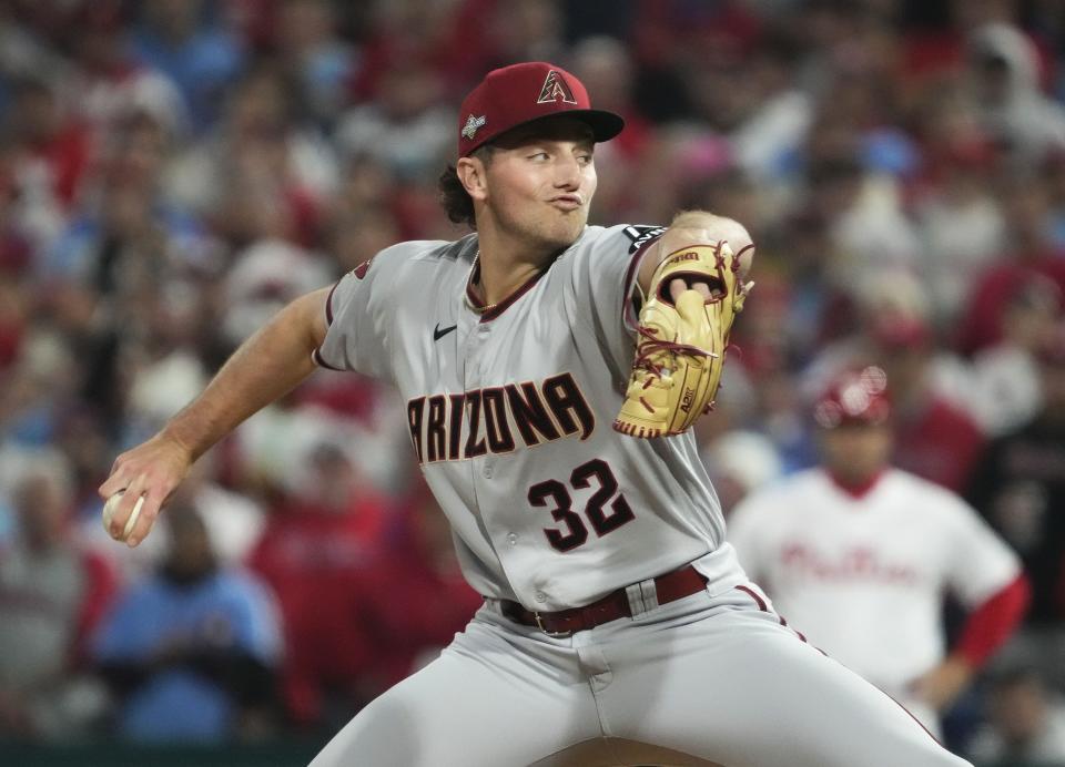 Brandon Pfaadt during Game 7 of the NLCS against the Phillies.