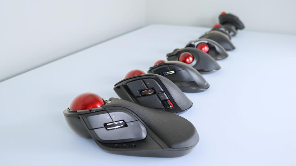 A sideways view of all of Elecom's trackball mice