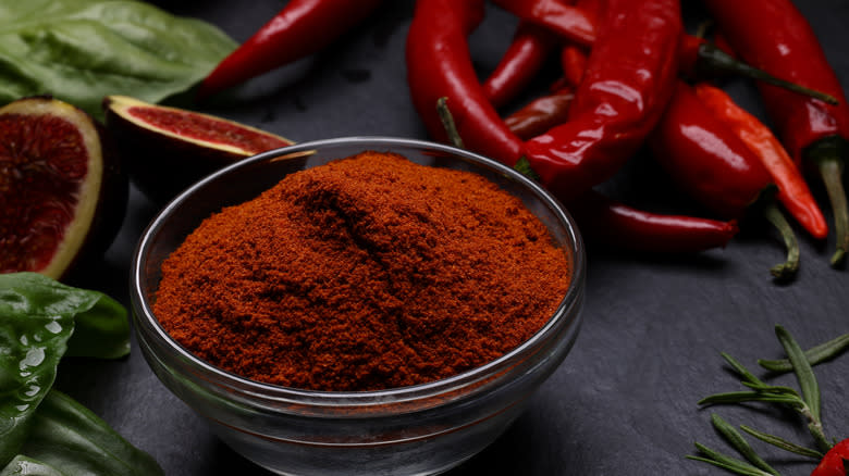 Bowl of cayenne pepper