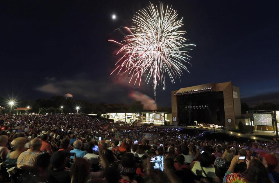 Fireworks burst  over the Tuscaloosa Amphitheater during the annual Celebration on the River on July 4, 2014. [Staff file photo]