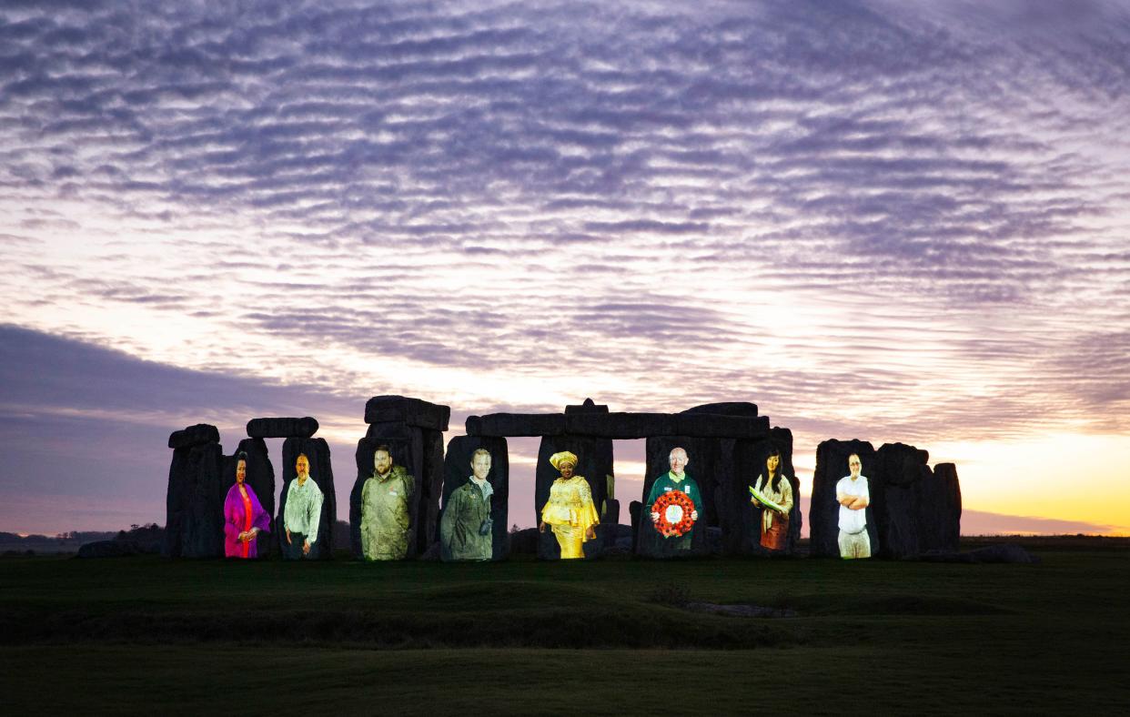 The 5,000-year-old sarsen stones of Stonehenge have been illuminated with images of unsung heritage champions from across the UK, who with the help of National Lottery funding, have kept heritage accessible during the pandemic and beyond.   