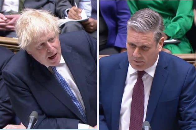 Johnson v Starmer at PMQs (Photo: Parliament TV)