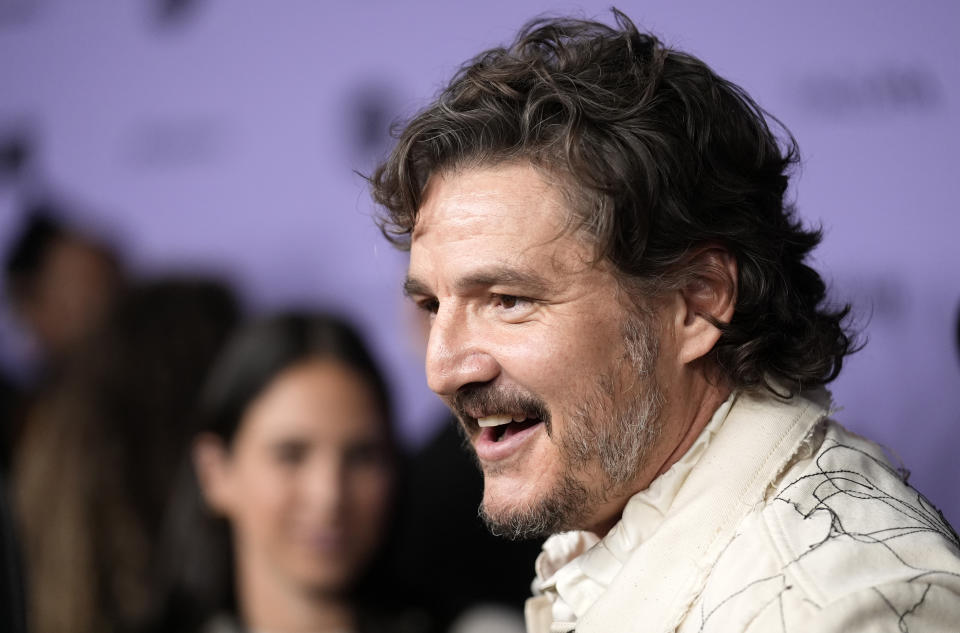 Pedro Pascal, a cast member in "Freaky Tales," works the press line at the premiere of the film at Eccles Theatre during the 2024 Sundance Film Festival, Thursday, Jan. 18, 2024, in Park City, Utah. (AP Photo/Chris Pizzello)