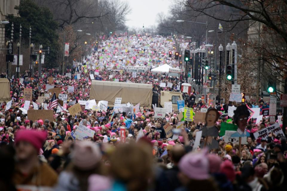 Marchers pack 14th Street in Washington, D.C., during the Women's March earlier this year.