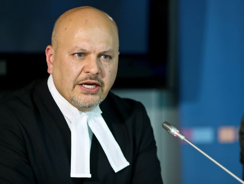 FILE PHOTO: Defence Counsel for Kenya's Deputy President Ruto, Khan attends a news conference at the ICC in The Hague