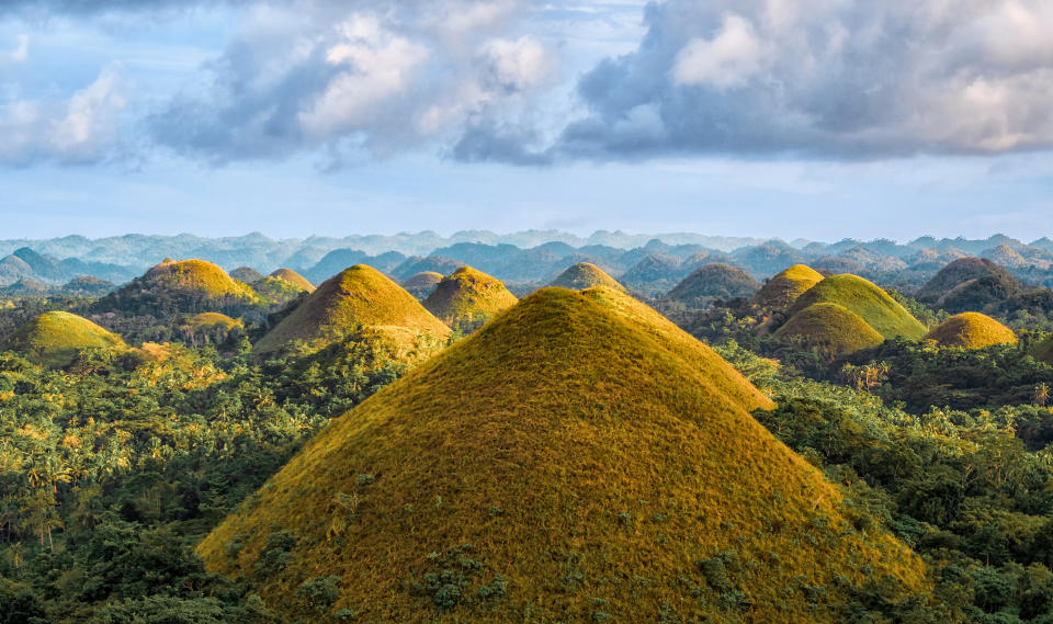 Famous Chocolate Hills aerial drone view, Bohol Island, Philippines
