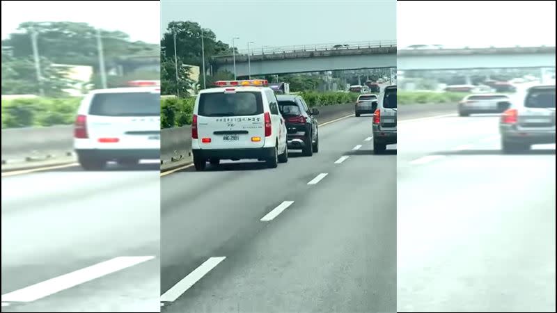 民眾發文稱救護車在國道上被擋道，前車堅決不禮讓。（圖／翻攝爆料公社）